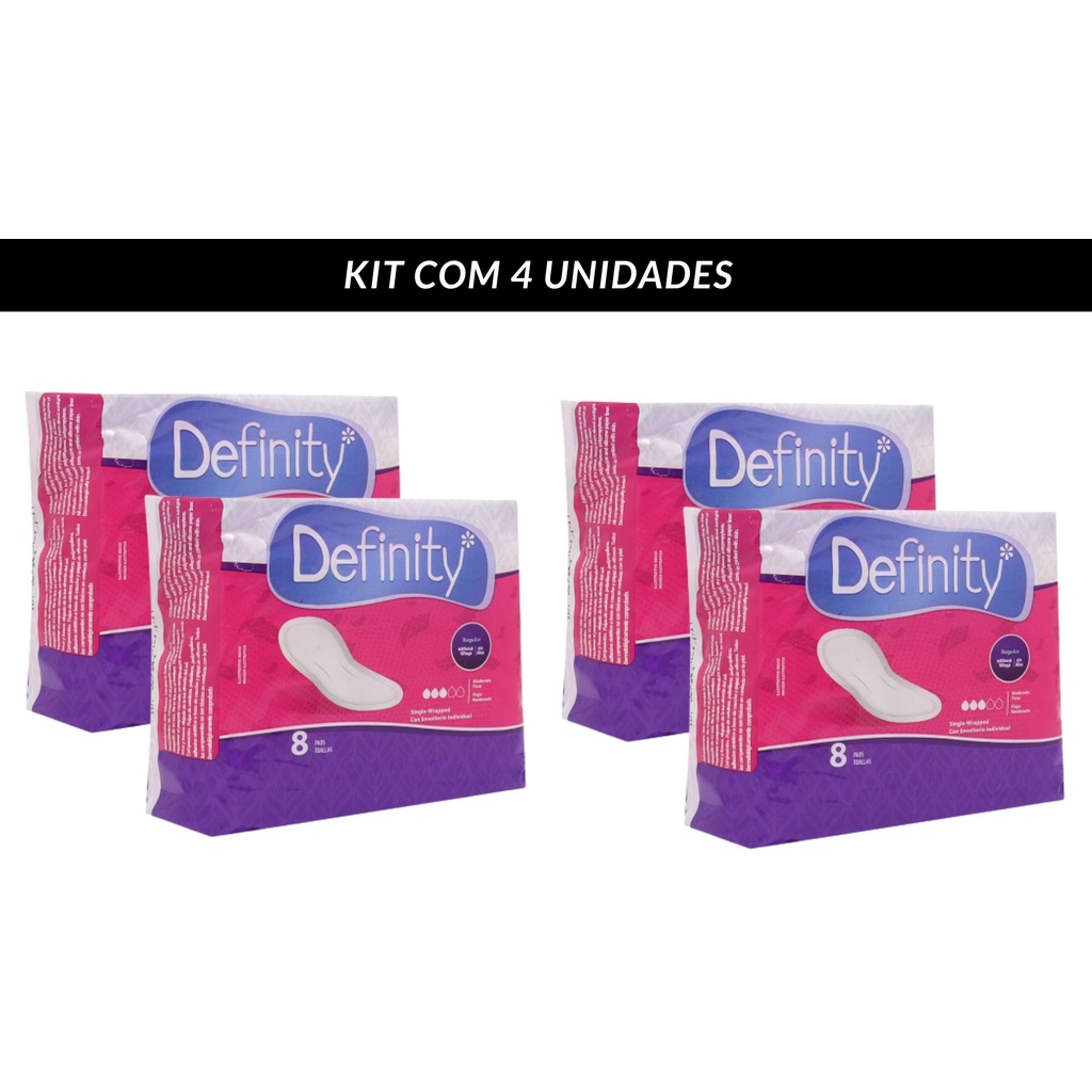 Kit Com 4 Unidades Absorvente Definity Sem Abas Contém 8Unidades