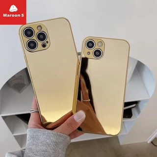 Capa de revestimento de prata ouro de luxo para iPhone 13 Pro Max 11 12 Xs Xr 8 7 Plus Compleo Capa de espelho X 10 11