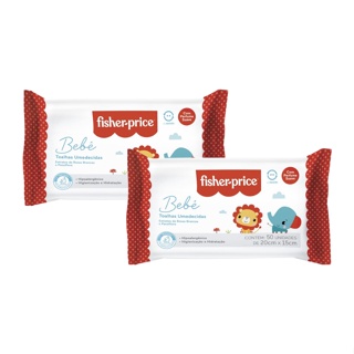 Fisher Price Babê Toalhas Umedecidas C/Perfume Suave 20x15cm C/50 Unidades - Kit C/2