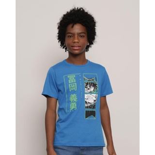 Camiseta Infantil Estampa Anime Manga Curta Azul