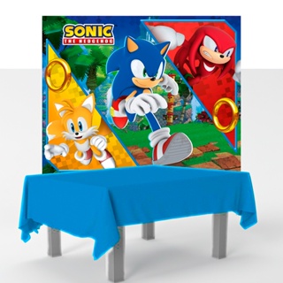 Kit Decoração Festa Sonic Filme 2 Painel Infantil e Totem