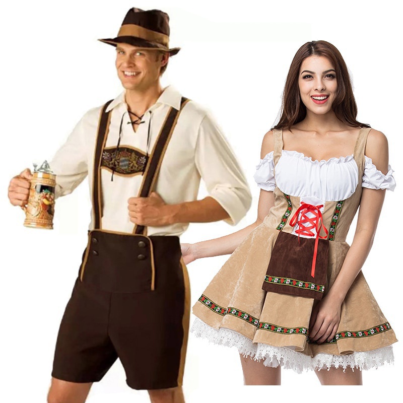 Traje Tradicional para Casais Octoberfest Parade Tavern Garçonete Cosplay Halloween Costume Party Halloween. JPGF