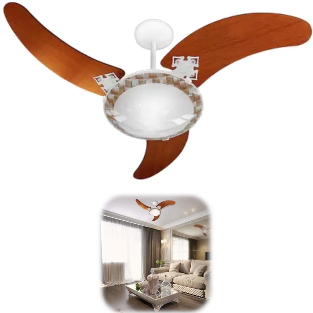 Ventilador De Teto Com lustre em vidro capacidade de 2 lampadas ...