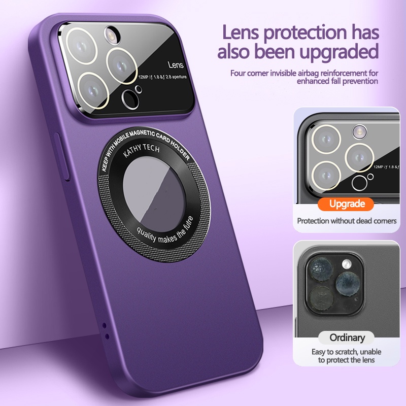 Furo De Luxo Com Logotipo Protetor De Lente De Vidro Grande Magnético Sem Fio Caixa De Carregamento Para iPhone 12 13 14 15 Pro Max 11 PC Capa Dura À Prova De Choque