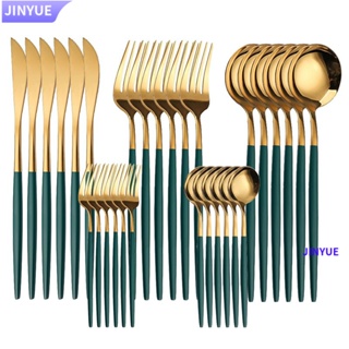 JINYUE 30 Unid . Conjunto De Talheres De Aço Inoxidável Faca De Bife Garfo De Café Colher De Cozinha Domésticos SGZA