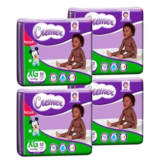 Fralda Descartável Cremer Disney Tamanho XG - 4 Pacotes com 52 Fraldas - Total 208 Tiras em Oferta na Shopee