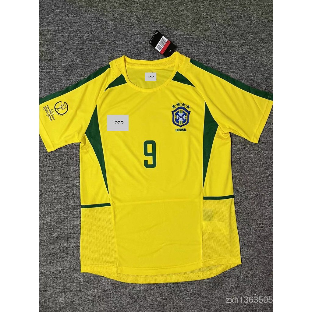 02 Brasil Jersey No. Copa Do Mundo 2002 Casa 9 Ronaldo Por 111 Camisa De Futebol Retro Manga Curta