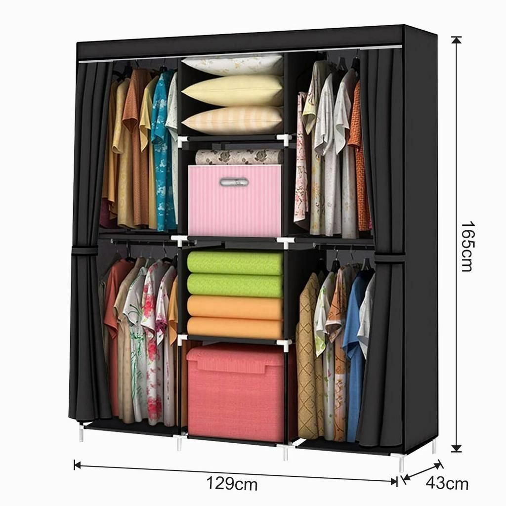 Guarda Roupa Dobrável Organizador De Roupas Cor：Preto