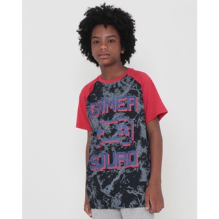 Camiseta Juvenil Estonada Estampa Game Preta