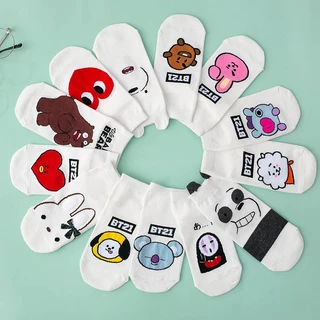 Bts Bts Bts Bt21 Meias Fofas Meias Fofas Algodão Fashion Ankle Week Pescoço Redondo