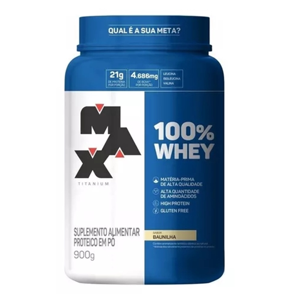 Whey Protein Max Titanium 900g Baunilha 100% Whey Original