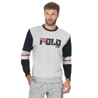 Blusa Masculina Moletom Recortes Manga Polo Wear Cinza Médio