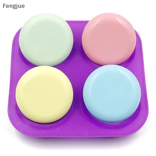 Fengjue 1Pc 4 Cavity Silicone Soap Mold Molde De Sabonete De Para Bolo Artesanal De Decorag Tools Tray Fácil De Demoldar Círculos Redondos BR