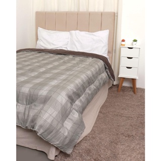 Coberdrom Casal Plush Combo Soft Slim Xadrez Cinza