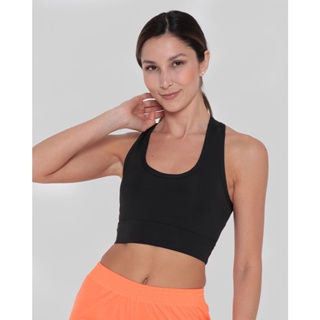 Top Feminino Fitness Nadador Liso Preto