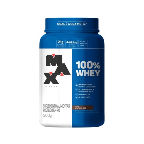 100% Whey Max Titanium chocolate, pote com 900g