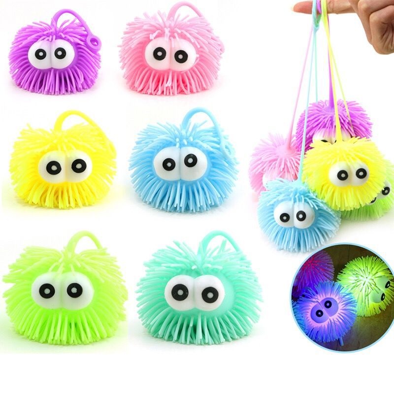 KIT 12 Bolas Luz Piscante Lance Rosto Sorriso Puffer Colorida Brinquedo