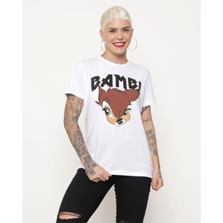 Camiseta Feminina Disney Manga Curta Estampa Bambi Branca