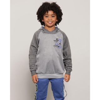Blusão Infantil Helanca Com Manga Raglan Canelada Cinza