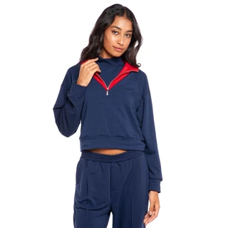 Moletom Curto Feminino Malha Liso Polo Wear Azul Escuro