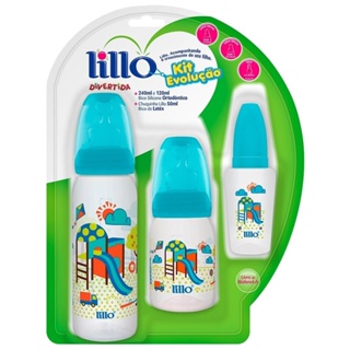 Kit de Mamadeiras Lillo Evolução Divertida Azul 3 Unidades