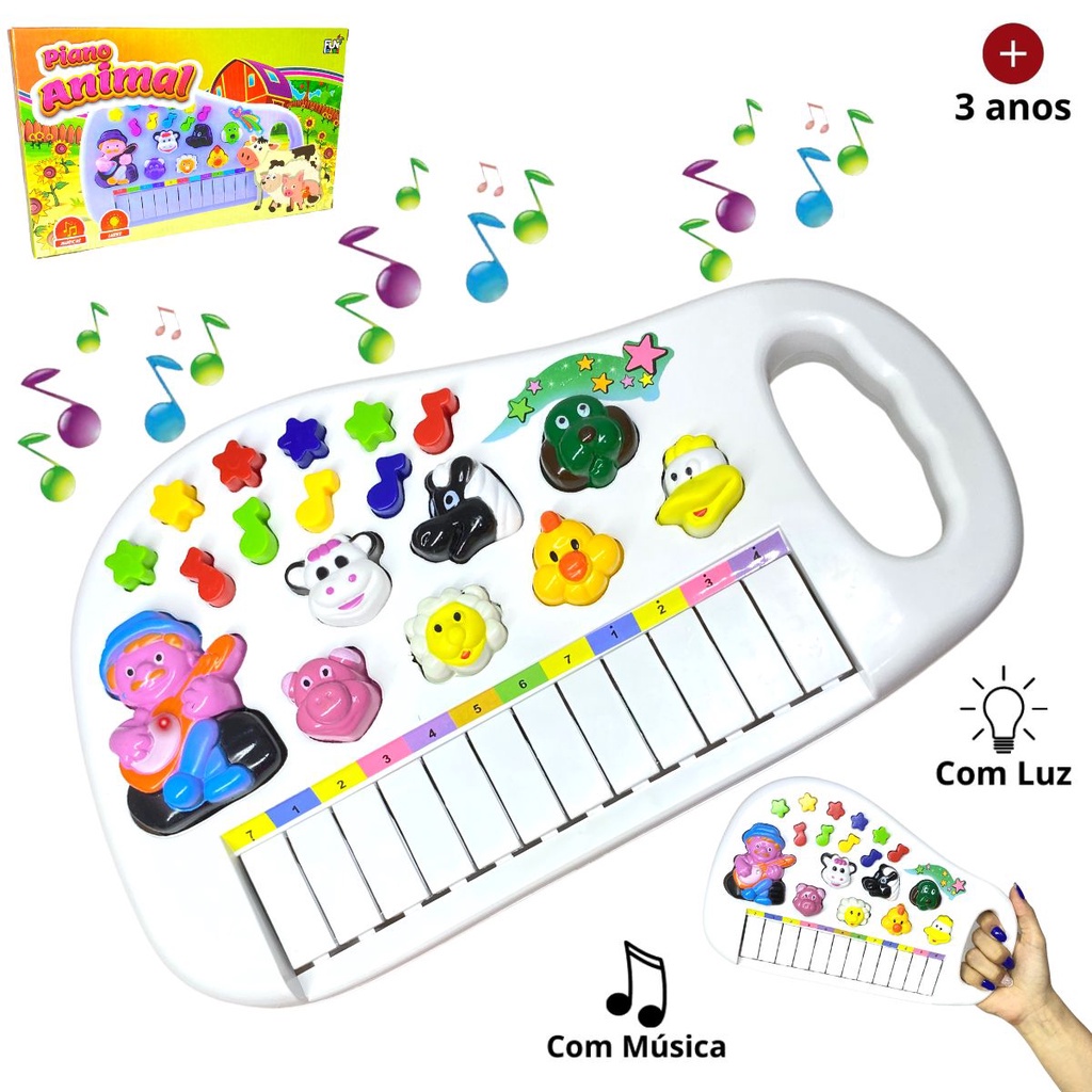 Pianinho Educativo Baby com Jogos e Sons dos Bichos Amarelo com Alça - DM  Toys - Piano / Teclado de Brinquedo - Magazine Luiza