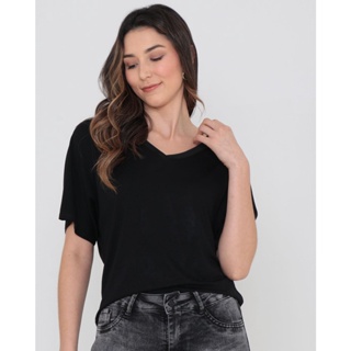 Blusa Decote V Lisa Preta