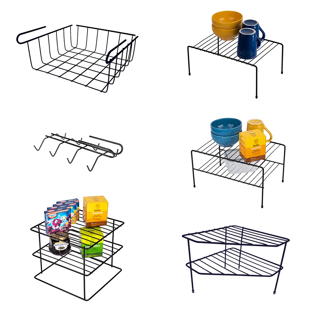 Kit Organizadores Prateleiras Armário Cozinha 6 peça Aramado