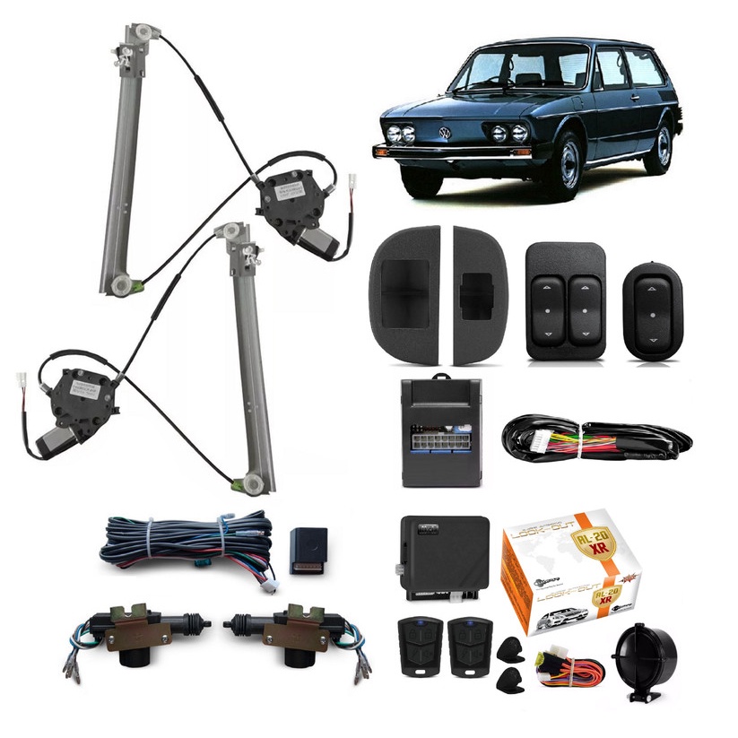 Kit Vidro Eletrico vw Brasilia 2p 1981 1982 + Trava + Alarme