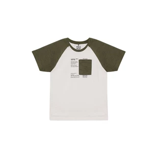 Camiseta Infantil Masculina Raglan Bolsos Polo Wear Off White White