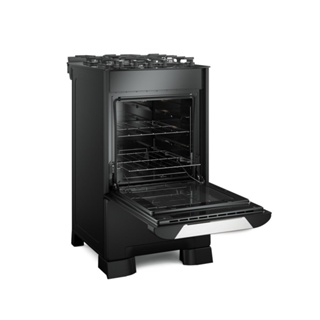 Fogão de Piso Mueller 4 Bocas Decorato Vetro | Mesa de Vidro, Acendimento Automático, Preto Fosco, Bivolt