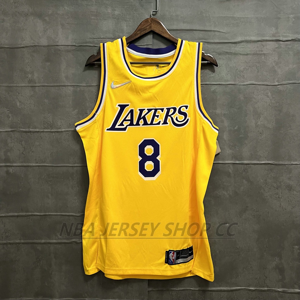 Novos Lakers Originais Masculinos Da NBA Los Angeles # 8 KobeˉBryant Jersey Amarelo Prensado A Calor