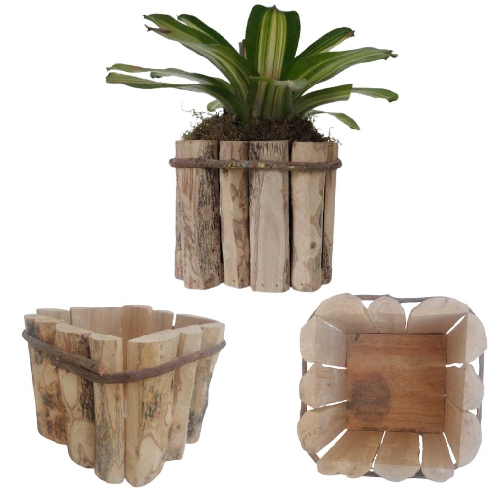 Cachepot Quadrado Rustico Madeira De Cafe Para Flores Plantas Grande ...