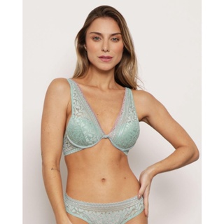 Sutiã Feminino Push Up Bojo Bolha e Renda Verde
