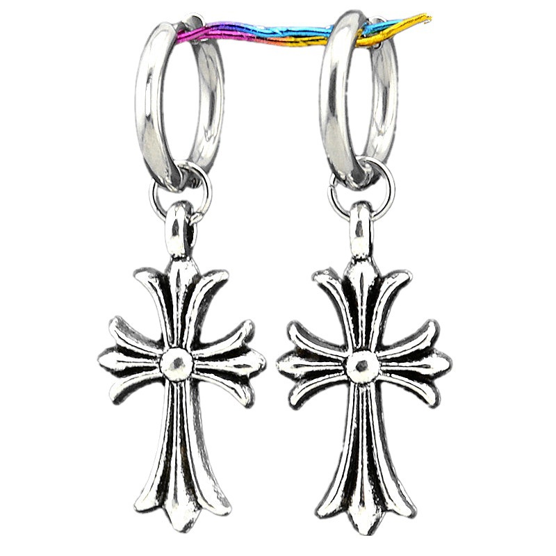 Brinco Vintage Fashion Chrome Hearts Hoop Para Homem Brincos Brinco Vintage Fashion Chrome Hearts Hoop Para Homem Brincos