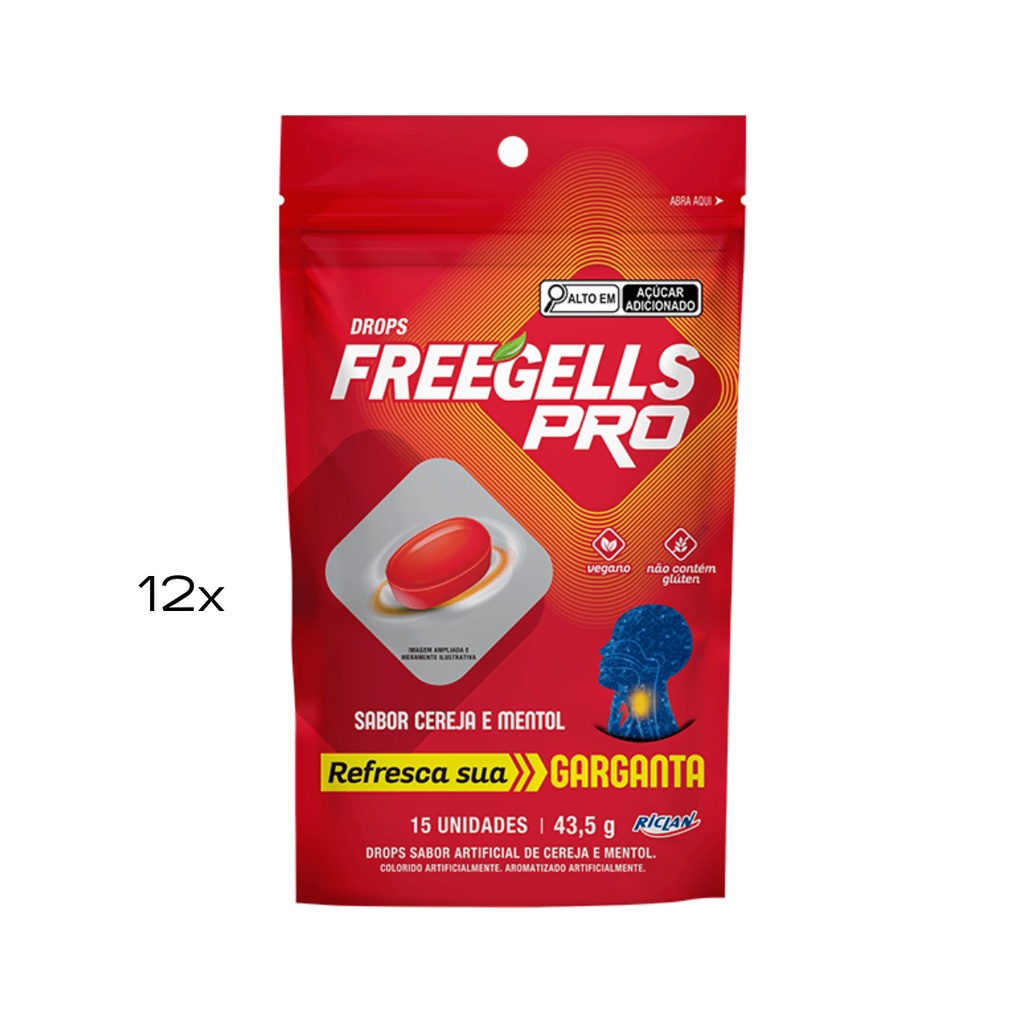 Pastilhas Freegells Pro Sabor Cereja 12X43g