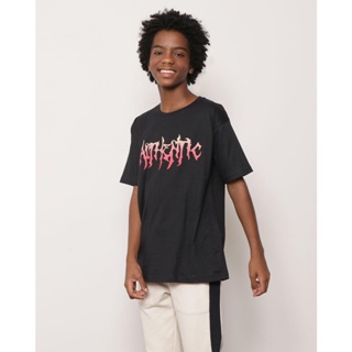 Camiseta Juvenil Manga Curta Estampa Autentic Preta
