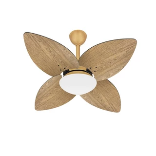 Ventilador Teto Dourado 4 Pas Madeira Winds Sala Ventax 110V