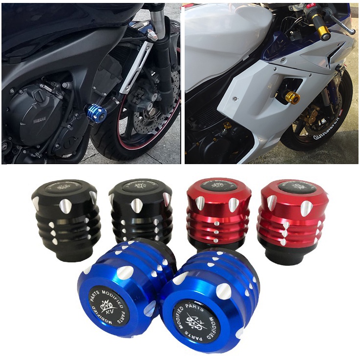 Par de Slider Traseiro Universal Ondulado Protetor de Garfo de Alumínio Para Moto Cores