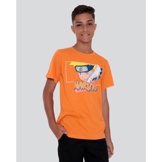 Camiseta Juvenil Estampa Naruto Laranja Claro