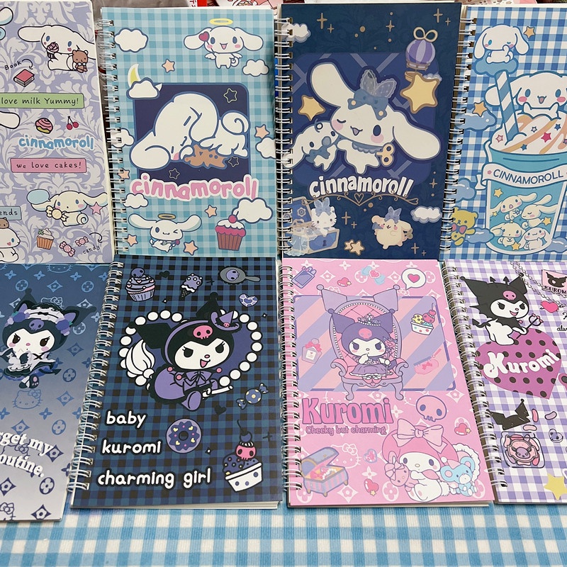 Sanrio Hello kitty Kuromi Cinnamoroll Material Escolar Bobina A5 Caderno De Anotações Papelaria Estudantil Espesso Escritório De