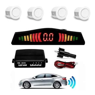 Sensor De Re Estacionamento Branco 18mm Aviso Sonoro Display