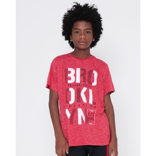 Camiseta Juvenil Flamê Estampa Brooklyn Vermelha