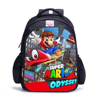 Mochila de estudante Mario para meninos e meninas mochila preta dos desenhos animados bolsa de ombro uma peça personalizada
