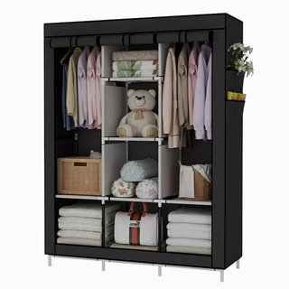 Guarda Roupa Dobrável Organizador Armário para Organizar Roupas (Preto)