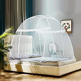 Mosquiteiro Tenda Cama Solteiro Branco Dobrável Pratico E Portátil