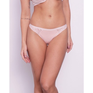 Calcinha Biquíni Feminina Laterais de Renda Bege