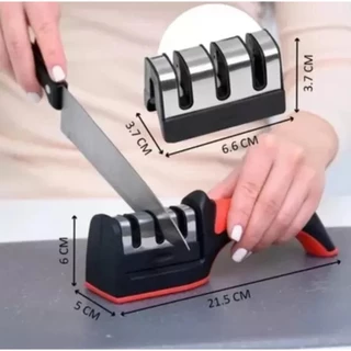 Afiador Amolador De Facas 21,5x5x6cm Em Aço Inox Profissional Com 3 Afiadores Profissional Para Facas E Tesouras em Oferta na Shopee