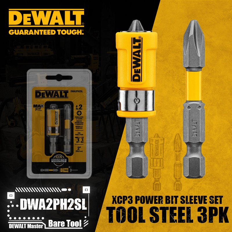 DEWALT Dwalt DWA2PH2SL XCP3 Conjunto De Mangas De Bits De Potência Phillips De Ajuste Máximo # 2 S X 2 " L S2 Acessórios Para Perfuratrizes De Aço 3PK