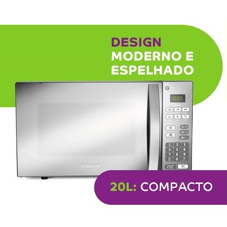 Micro-Ondas Consul 20L CM020BF Função Descongelar, Design Moderno e Espelhado, Cinza